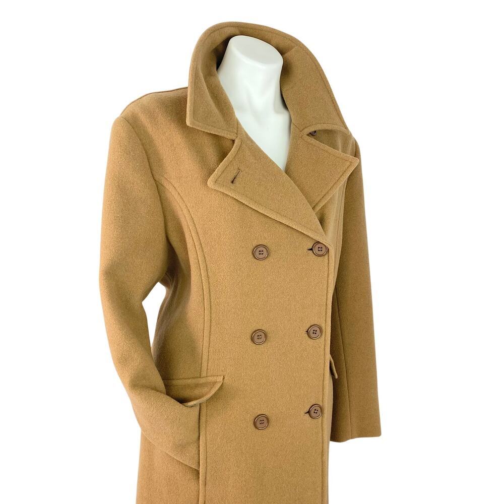 Vintage International Scene Camel Wool Long Double Breasted Maxi Coat Large - Picture 4 of 14